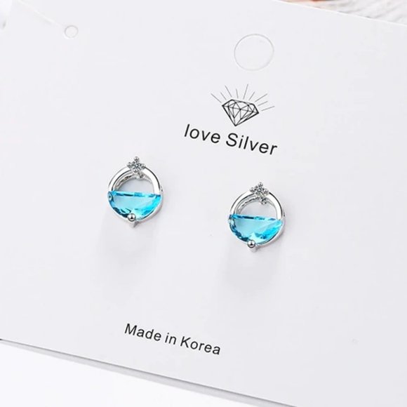 925 Sterling Silver Diamond Waterdrop Earrings Z - Picture 5 of 6